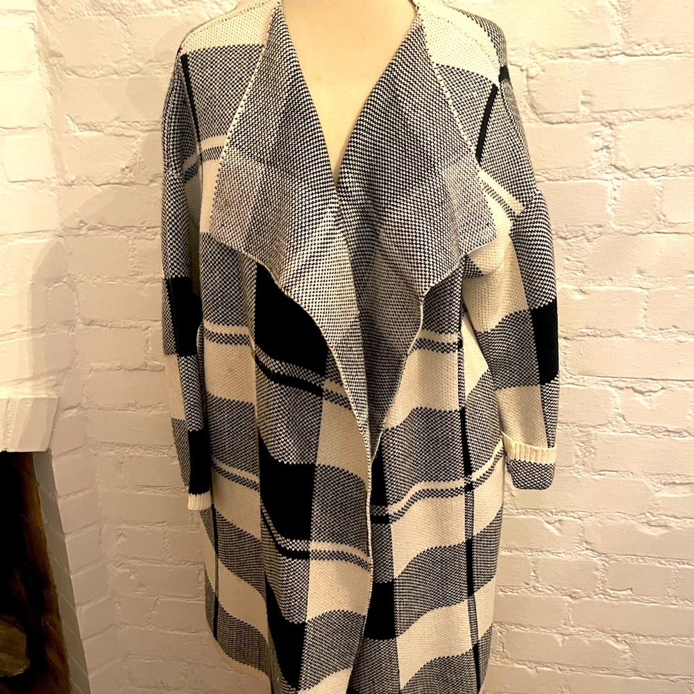 Nasty Gal Black and White Sweater Coat